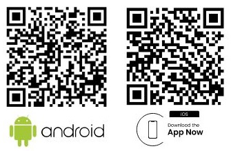 kody QR z linkiem do sklepu Android i IOS